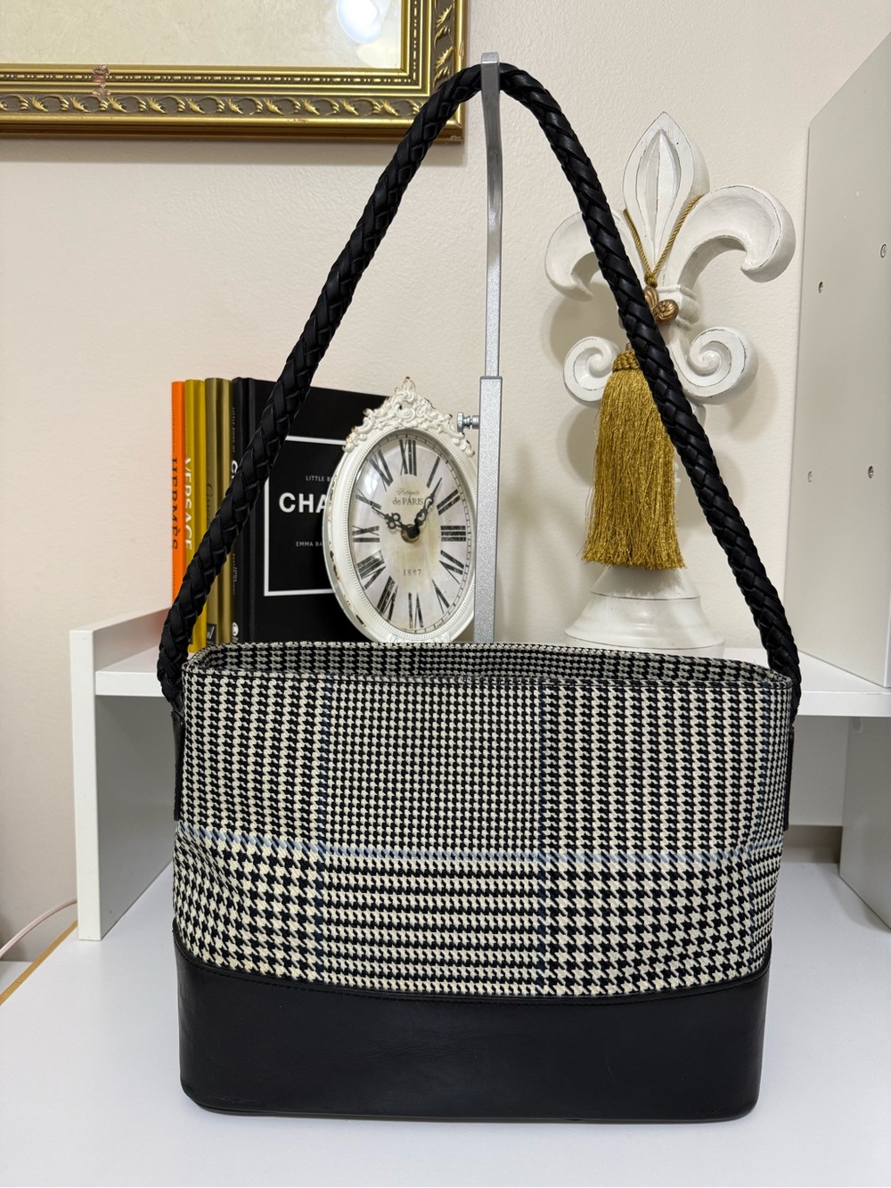 Vintage Lauren Ralph Lauren Black & White Houndstooth Shoulder Bag